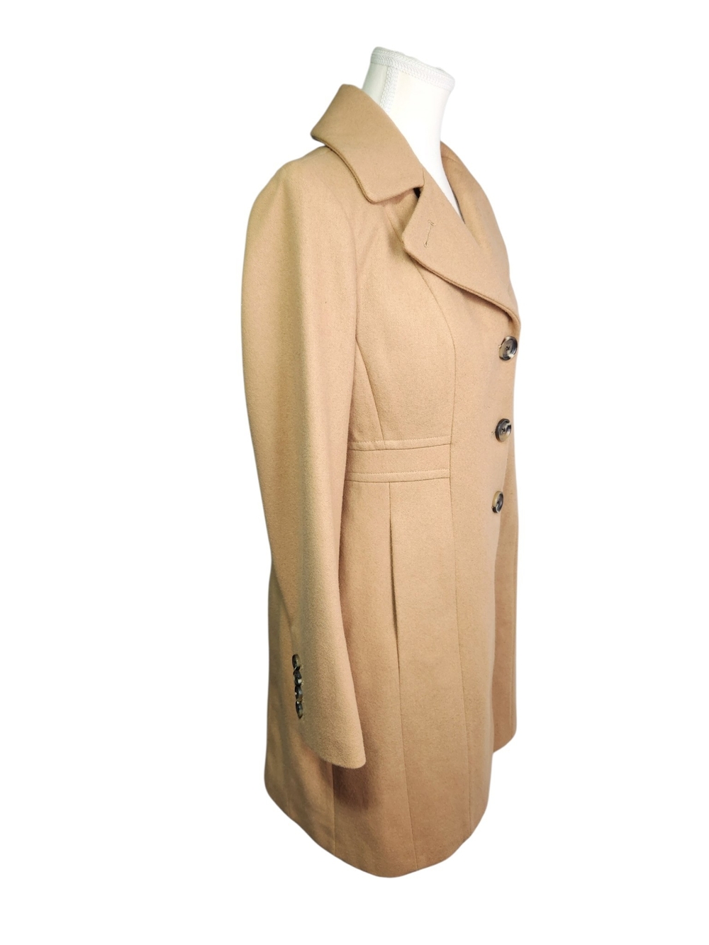 Anne Klein Women’s PS Camel Wool Blend Pea Coat Tailored Button Front Petite Sm - Picture 4 of 16